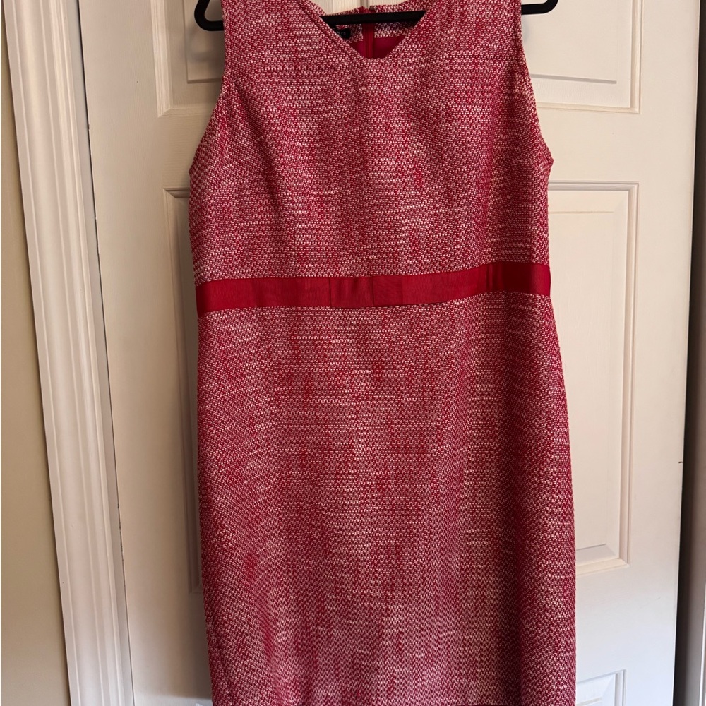 Talbots Red and white Sheath Dress Sleeveless V-neck Midi